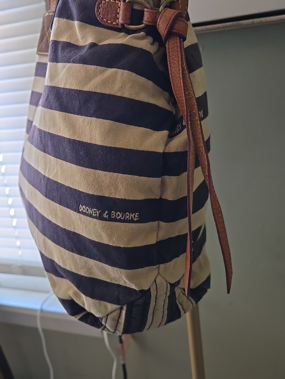 Dooney & Bourke Navy and Cream Striped Canvas Tote - Picture 4 of 12